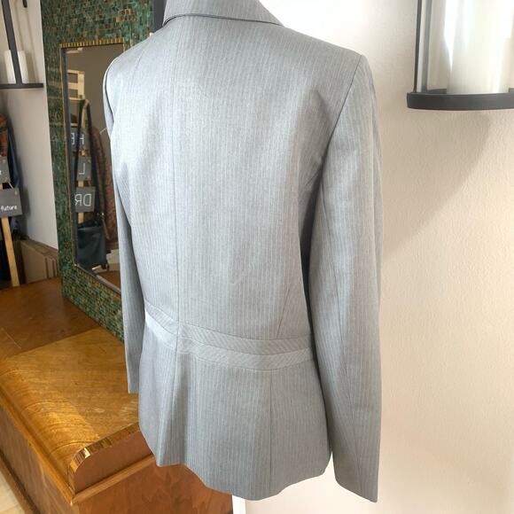 Kasper Size 16 Women's Pinstripe Blazer Jacket Gray Single Button Office Career - Picture 6 of 11